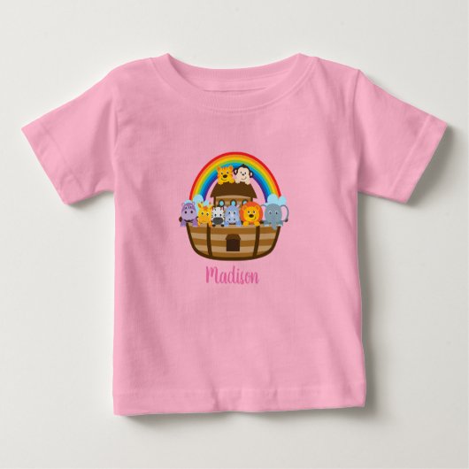 Niedlich Noah Ark Pink Baby T - Shirt (Vorderseite)
