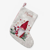 Niedlich Nordic Gnome Glittery Bokeh Kleiner Weihnachtsstrumpf (Vorderansicht (hängend))