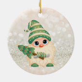 Niedlich Nordic Gnome Pine Tree Bokeh Keramik Ornament (Hinten)