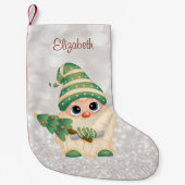 Niedlich Nordic Gnome, Pine Tree Glittery Bokeh Kleiner Weihnachtsstrumpf (Vorderseite)