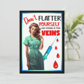 Niedlich Nostalgische Krankenschwester Pinup Flatt Dankeskarte (Stehend Vorderseite)