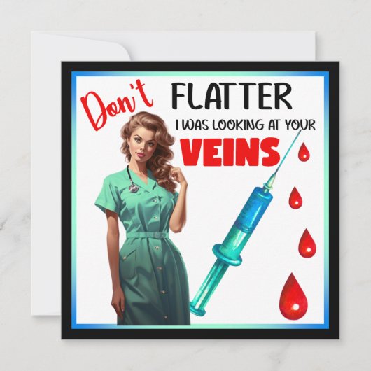 Niedlich Nostalgische Krankenschwester Pinup Flatt Feiertagskarte (Vorderseite)