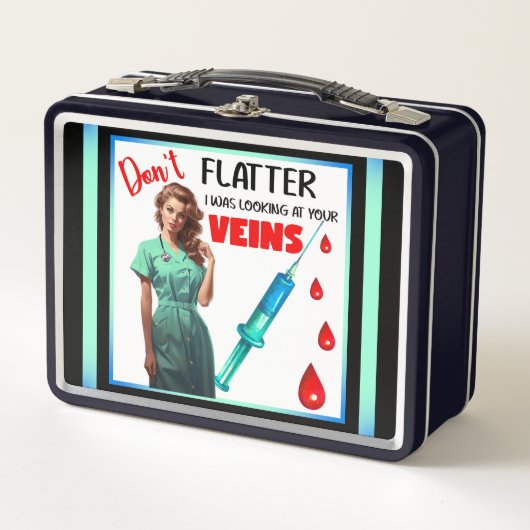 Niedlich Nostalgische Krankenschwester Pinup Flatt Metall Brotdose (Vorderseite)