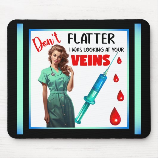 Niedlich Nostalgische Krankenschwester Pinup Flatt Mousepad (Vorne)
