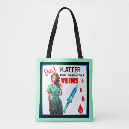 Niedlich Nostalgische Krankenschwester Pinup Flatt Tasche (Vorderseite)