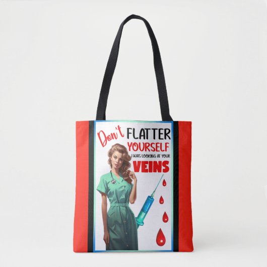 Niedlich Nostalgische Krankenschwester Pinup Flatt Tasche (Vorderseite)
