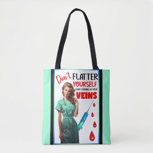 Niedlich Nostalgische Krankenschwester Pinup Flatt Tasche (Vorderseite)