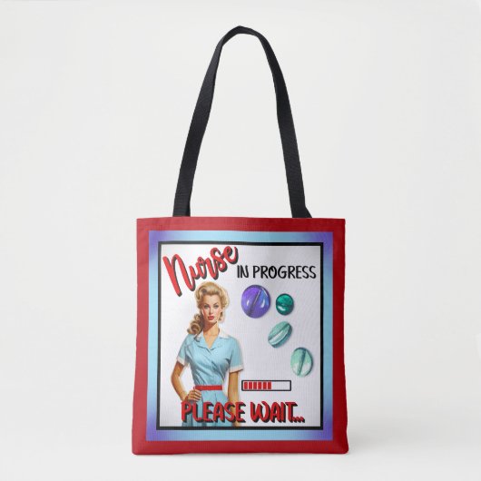 Niedlich Nostalgische Krankenschwester Pinup im Ga Tasche (Vorderseite)