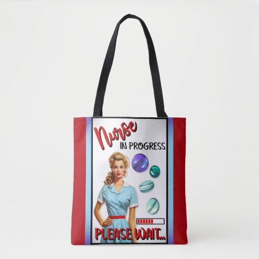 Niedlich Nostalgische Krankenschwester Pinup im Ga Tasche (Vorderseite)