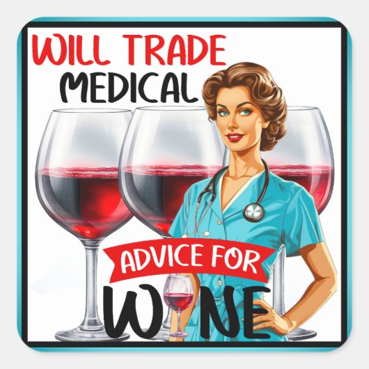 Niedlich Nostalgische Krankenschwester Pinup wird  Quadratischer Aufkleber (Vorderseite)