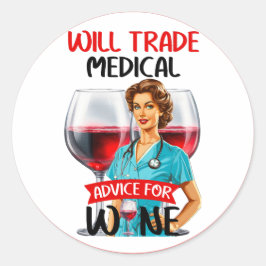 Niedlich Nostalgische Krankenschwester Pinup wird  Runder Aufkleber