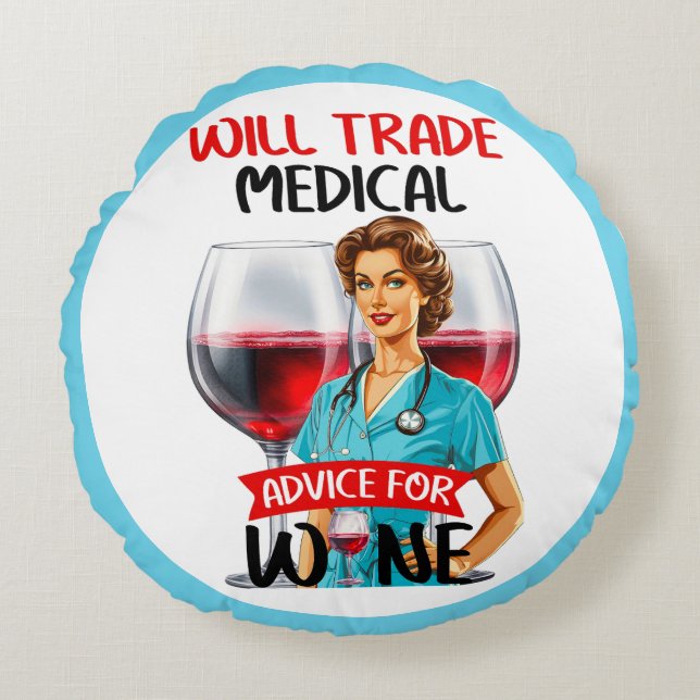 Niedlich Nostalgische Krankenschwester Pinup wird  Rundes Kissen (Vorderseite)