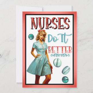 Niedlich Nostalgische Krankenschwestern Pinup Nurs Einladung