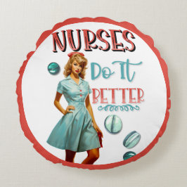 Niedlich Nostalgische Krankenschwestern Pinup Nurs Rundes Kissen