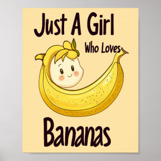 Niedlich nur ein Mädchen, das Bananen Lieben Obst  Poster