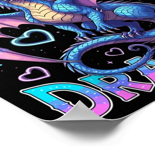 Niedlich nur ein Mädchen, das Drachen Liebe Poster (Ecke)