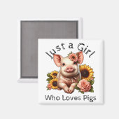 Niedlich nur ein Mädchen, das Schweine Liebe Magnet (Vorderseite/Rückseite)