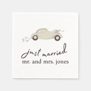 Niedlich nur verheiratet Getaway Car Serviette