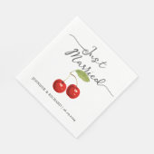 Niedlich nur verheiratet Retro Red Cherries Hochze Serviette (Ecke)