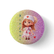 Niedlich Nurse Bonjour Abzeichen Button