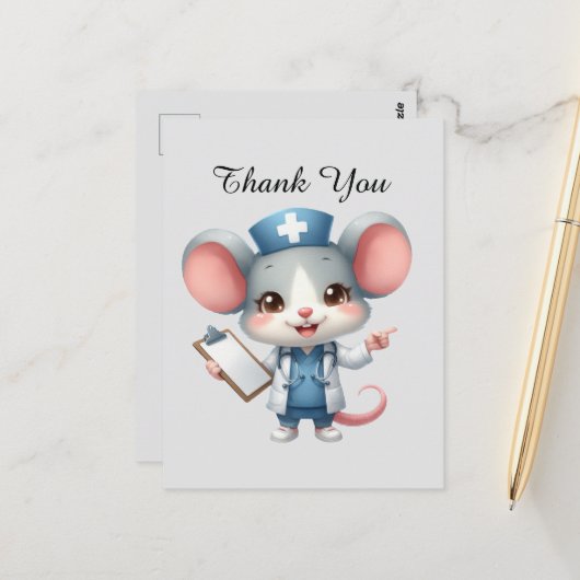 Niedlich Nurse danke der Maus Postkarte (Vorderseite/Rückseite Beispiel)