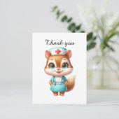 Niedlich Nurse danke dir Eichhörnchen Postkarte (Stehend Vorderseite)