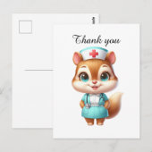 Niedlich Nurse danke dir Eichhörnchen Postkarte (Vorne/Hinten)