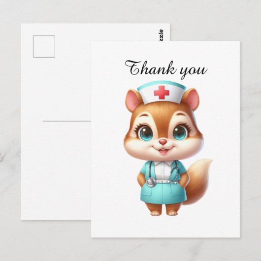 Niedlich Nurse danke dir Eichhörnchen Postkarte (Vorne/Hinten)