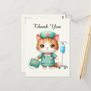 Niedlich Nurse danke Katze Postkarte