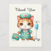 Niedlich Nurse danke Katze Postkarte (Vorderseite)