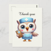 Niedlich Nurse Dankeschön Eule Postkarte (Vorne/Hinten)