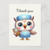 Niedlich Nurse Dankeschön Eule Postkarte (Vorderseite)