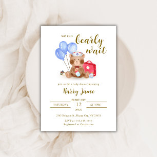 Niedlich Nurse Doctor Teddy Bear Balloon Babydusch Einladung