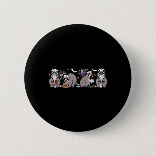 Niedlich Nurse Raccoon Halloween Button (Vorderseite)