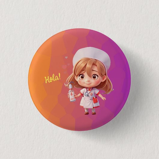Niedlich Nurse Spanish Gruß Abzeichen Button (Vorderseite)