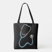 Niedlich Nurse Stethoscope Aquamarin Black Minimal Tasche (Rückseite)