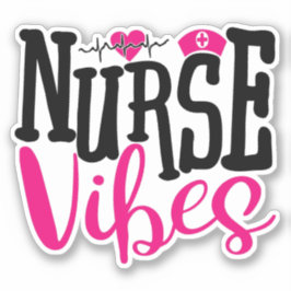 Niedlich Nurse Vibes Hot Pink Black Typografy Aufkleber