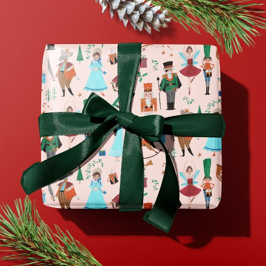 Niedlich Nutcracker Pink Weihnachtsfeiertag Geschenkpapier