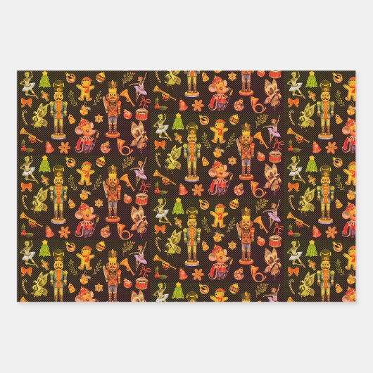 Niedlich Nutcracker Trio Peach Orange Geschenkpapier Set (Vorderseite 2)