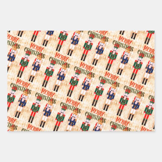 Niedlich Nutcracker Trio Peach Orange Geschenkpapier Set (Vorderseite 3)