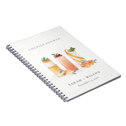 Niedlich Obstcocktail Blush Orange Paare Dusche Notizblock (Rechte Seite)