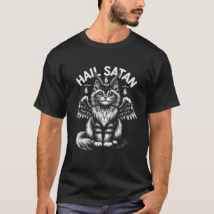 Niedlich Occult Gothic Aesthetic Baphomet Cat Hail T-Shirt