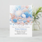 Niedlich Ocean Blissful Seashell Boho Boy Babydusc Einladung (Stehend Vorderseite)