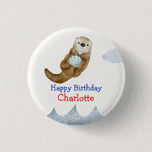 Niedlich Ocean Otter Scallops Geburtstagsparty Button