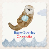 Niedlich Ocean Otter Scallops Geburtstagsparty Untersetzer (Vorderseite)