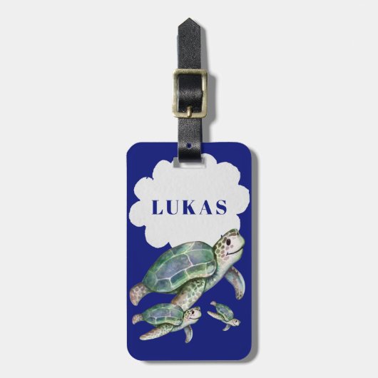 Niedlich Ocean Sea Life Turtles Boys Gepäckstück Gepäckanhänger (Vorderseite vertikal)