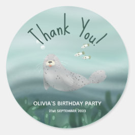 Niedlich Ocean Siegel Vielen Dank, Lila Kindergebu Runder Aufkleber