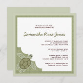 Niedlich Ocean Theme Babydusche - Grün Einladung (Vorne/Hinten)