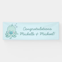 Niedlich Octopus Baby Shower Kawaii Blue Boy
