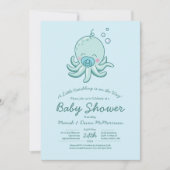 Niedlich Octopus Baby Shower Kawaii Blue Boy Einladung (Vorderseite)
